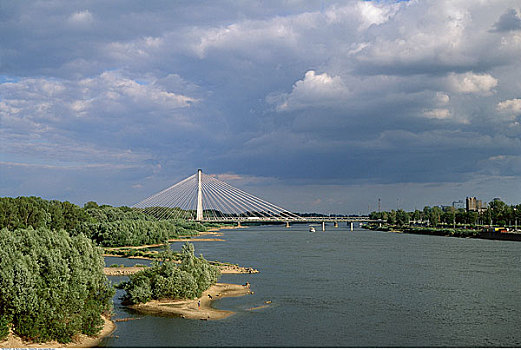 桥,上方,河,华沙,波兰