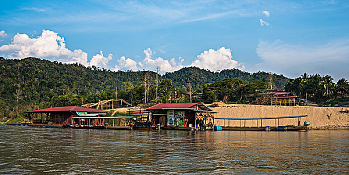 漂浮,房子,河,雨林,丛林,马来西亚,亚洲
