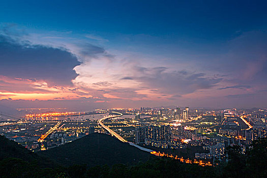 中国广东深圳前海自贸区都市夜景