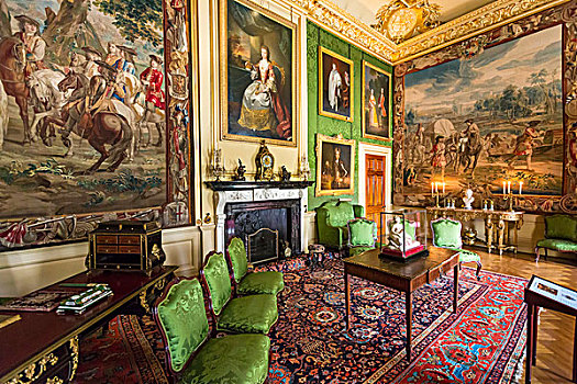 绿色,客厅,布伦海姆宫,牛津,英格兰,英国