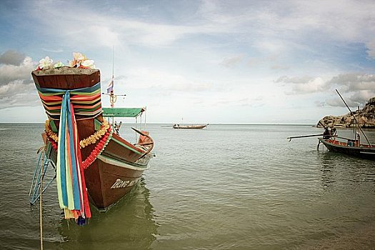 传统,船,海岸,苏梅岛,泰国