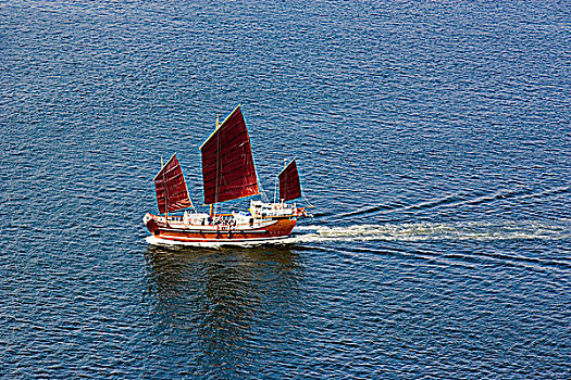 中国帆船,航行,蒙河,泰国,香港