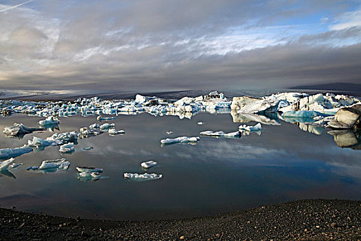 流动,冰,晚间,亮光,冰河,湖,冰岛