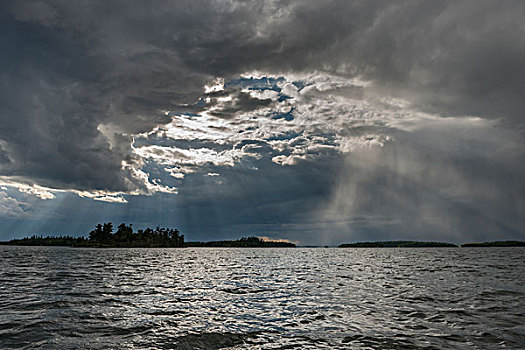 风景,云,上方,湖,木头,安大略省,加拿大