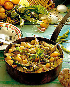 豆汤,秋葵,洋蓟,素食主义,炖,希腊,烹饪