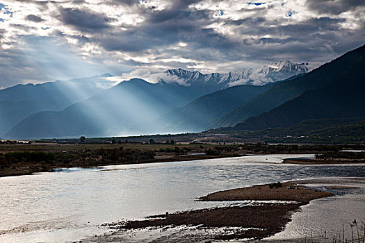尼洋河与雅鲁藏布江,交汇处,西藏