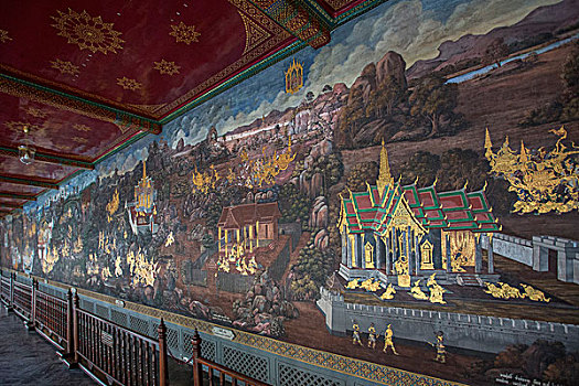 泰国,曼谷,城市,皇宫,寺院,壁画