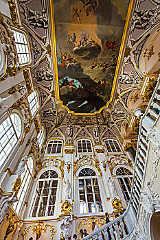 天花板,高处,约旦,大厅,冬宫博物馆,彼得斯堡,俄罗斯