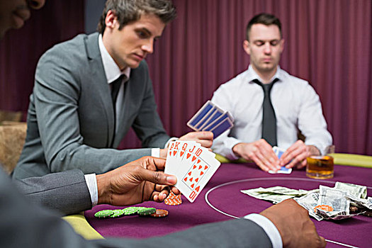 男人,玩,纸牌,赌场