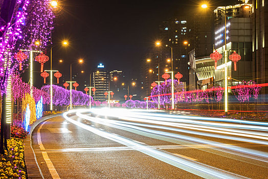 滨江路,新年,彩灯,汽车