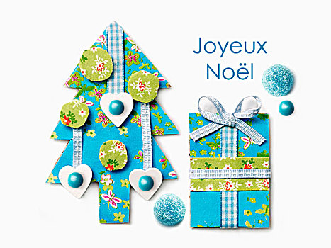 蓝色,纸,圣诞树,礼物