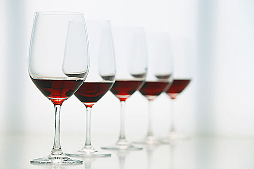 葡萄酒杯,红酒,排列,模糊