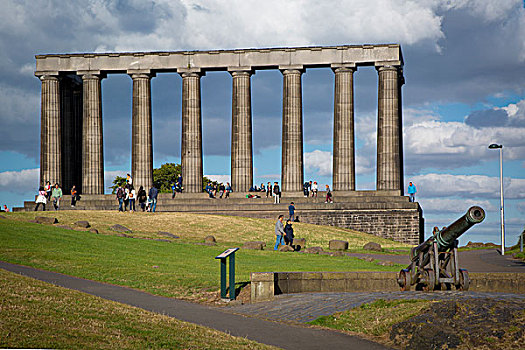 旅游,仰视,尚未完成,国家纪念建筑,山,爱丁堡,洛锡安,苏格兰