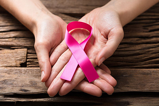 手,展示,粉色,红丝带,支持,乳腺癌