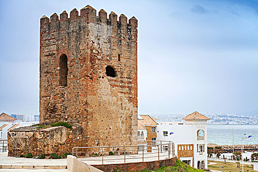古老,要塞,塔,丹吉尔,城镇,摩洛哥