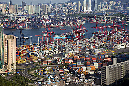 远眺,货物码头,香港