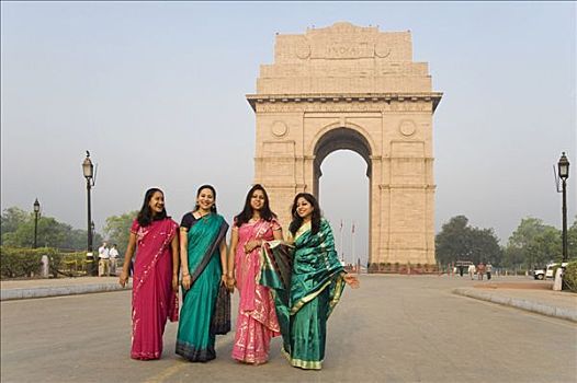 印度女人,正面,印度,南亚,大门,德里