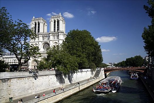 法国,法兰西岛,巴黎,巴黎圣母院,大教堂,赛纳河