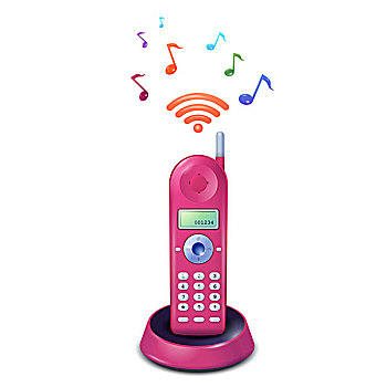 粉色,无绳电话,音符