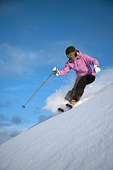 女人,极限滑雪,粉状雪