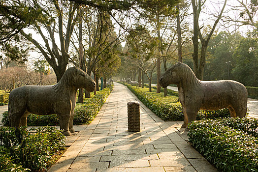 南京明孝陵石象路景区石马雕塑