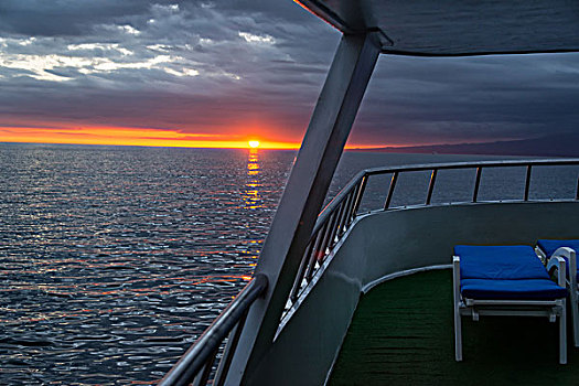 日落,船,加拉帕戈斯