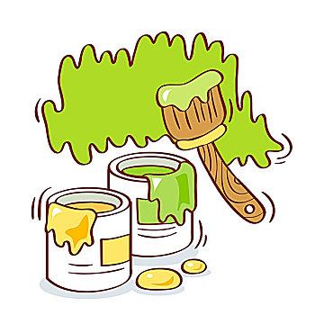 插畫,粉刷