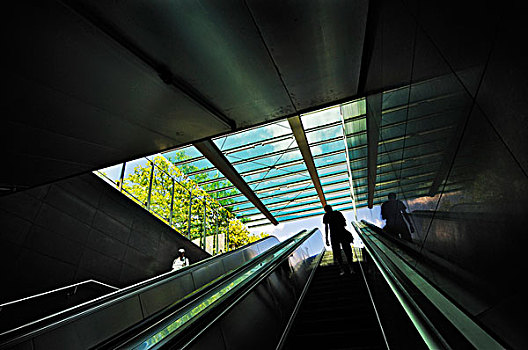 扶梯,地铁,车站,慕尼黑,巴伐利亚,德国,欧洲