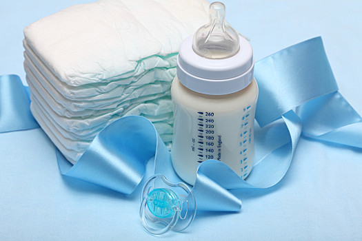诞生,配饰,奶瓶,牛奶,尿布,奶嘴,蓝色