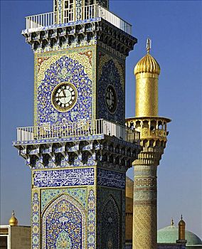 清真寺,金色,塔,尖塔,巴格达,伊拉克,中东