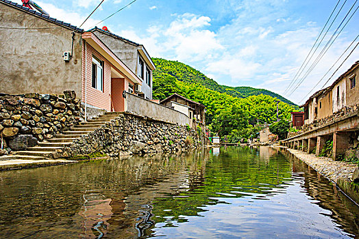 小溪,老房子,山泉,流水