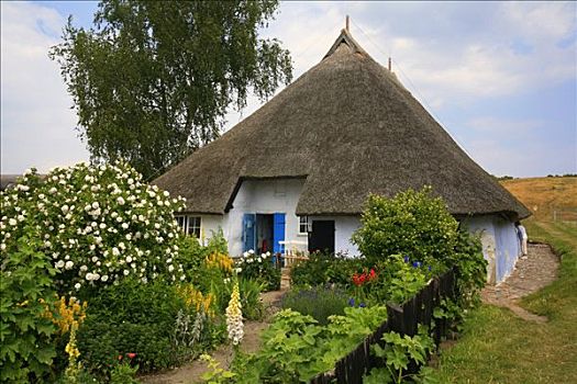 茅草屋顶,历史,房子,吕根岛,波罗的海,梅克伦堡前波莫瑞州,德国,欧洲
