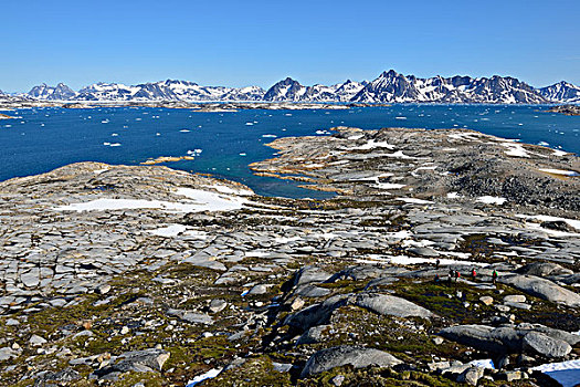 人群,远足,远眺,峡湾,东方,格陵兰