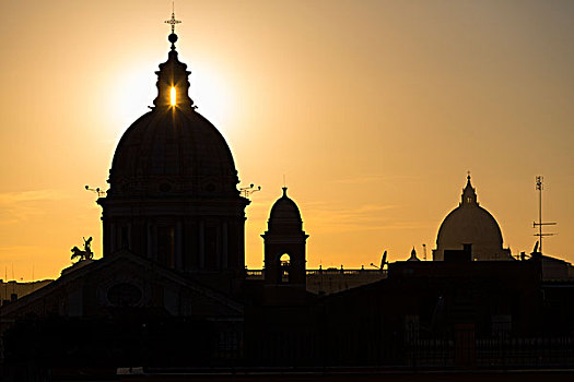 剪影,屋顶,圣彼得广场,罗马,意大利,欧洲