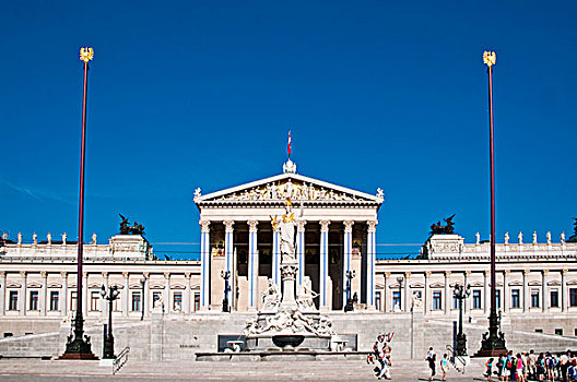 议会,建筑,喷泉,环城大道,街道,维也纳,奥地利,欧洲