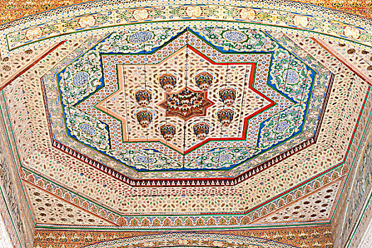 天花板,巴伊亚,宫殿,玛拉喀什,摩洛哥,非洲