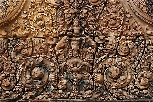 柬埔寨,收获,吴哥,女王宫,10世纪,庙宇,印度教,佛,湿婆神