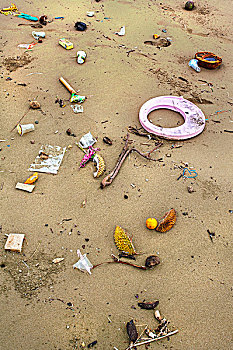 垃圾,海滩,安汶,印度尼西亚,亚洲