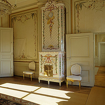 一对,时代特征,椅子,传统,瑞典,陶瓷,炉子