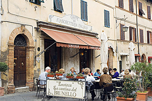 街边咖啡厅,蒙大奇诺,托斯卡纳,意大利,欧洲
