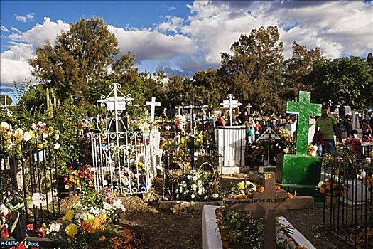 墓地,装饰,亡灵节,圣米格尔,墨西哥