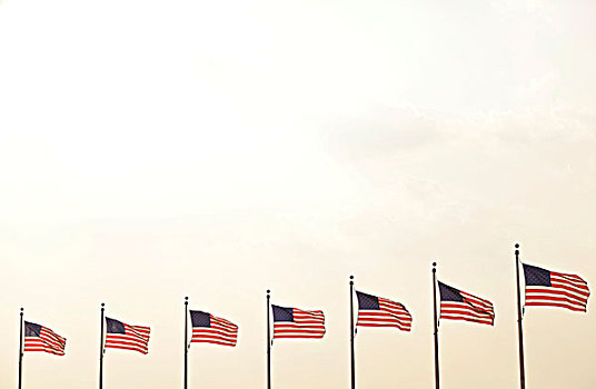 旗帜,正面,华盛顿,国家纪念建筑,方尖塔,华盛顿特区,美国