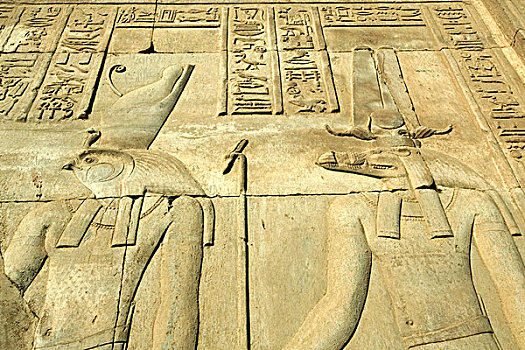 象形文字,雕刻,庙宇,索贝克,埃及,非洲