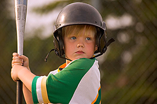 肖像,小,男孩,玩,棒球