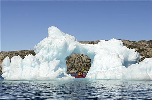 漂流,正面,冰山,峡湾,东方,格陵兰