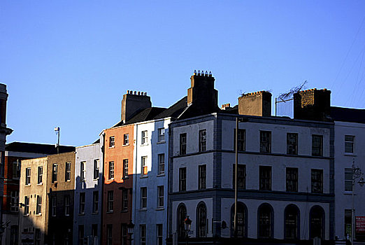 爱尔兰,都柏林,码头,风景,彩色,房子