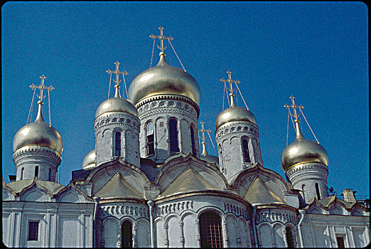 镀金,洋葱形屋顶,圣母报喜大教堂,莫斯科,建筑,大教堂,圆顶,历史