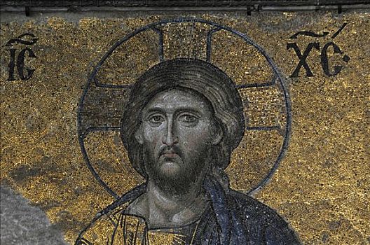 拜占庭风格,镶嵌图案,耶稣,圣索菲亚教堂,伊斯坦布尔,土耳其