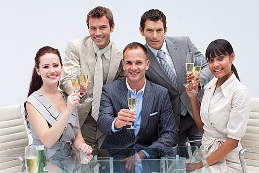 企业团队,祝酒,香槟,办公室