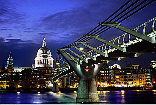 千禧桥,圣保罗大教堂,伦敦,英格兰